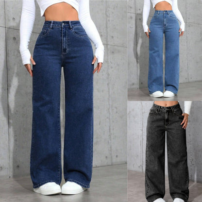 👖【S-6XL】Dámské džíny s vysokým pasem a širokými nohavicemi 4237920