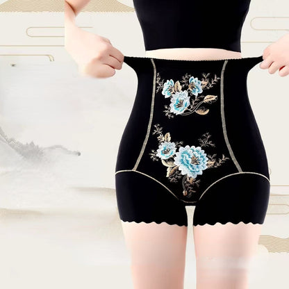 🔥🩲【5 par bielizny dla】Ostatni dzień – 50% zniżki – Antybakteryjne majtki z wysokim stanem, modelujące brzuch, z kwiatowym haftem-4213480