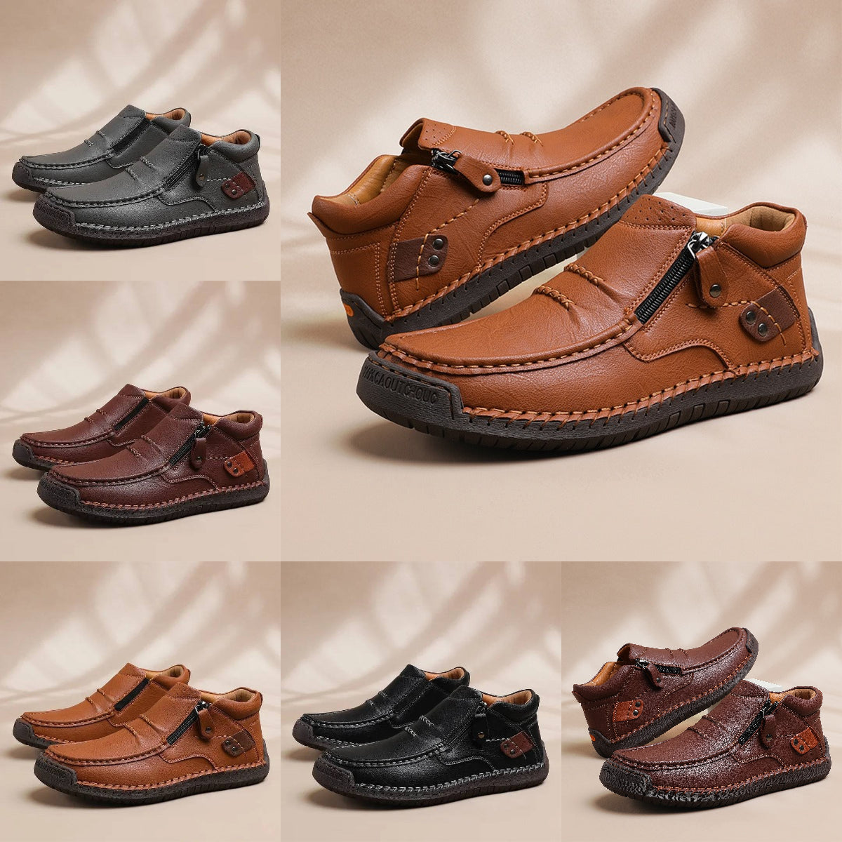 🔥【Especiales de otoño】👞Botas de conducción antideslizantes hechas a mano de cuero premium para hombre: punta ancha, soporte de arco