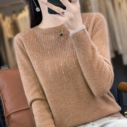 🍁  【Velikosti S–2XL】✨🌷 Eleganten in moden ženski pleten zgornji del visoke kakovosti z okroglim izrezom.