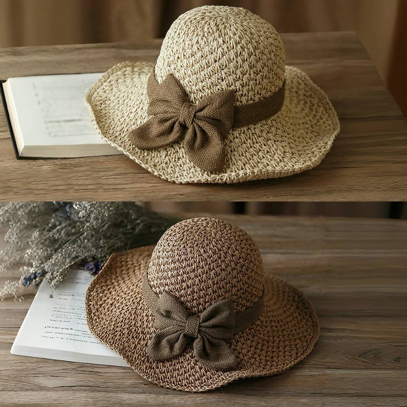 🎀🎀 -50% Most! | 👒 Retro szalagos szalmakalap – összehajtható, frissítő, nyár kötelező