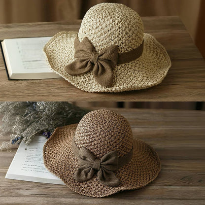 🎀🎀 -50% Most! | 👒 Retro szalagos szalmakalap – összehajtható, frissítő, nyár kötelező