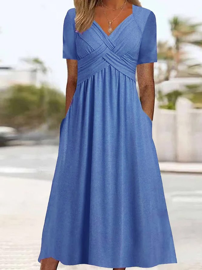 🔥Oferta ograniczona czasowo🔥【S-3XL】Sukienka Pure Color Casual Fashion o średniej długości 3611785