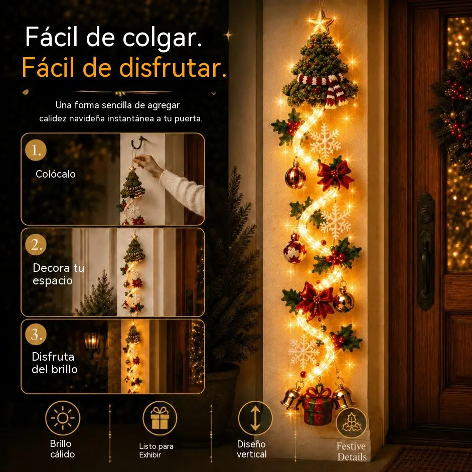 ❄️🎄 Božični okraski za vrata MerryCascade z osvetlitvijo | 6 prazničnih dizajnov, topla svetloba, 3D detajli in navpični dizajn, ki prihrani prostor ✨