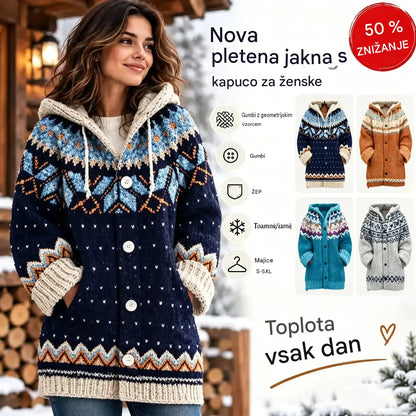 🌟🔥【S~5XL】✨Jesen/zima Nova elegantna barvita retro jakna s kapuco-w