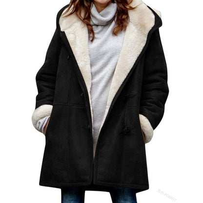 🥼🔥💖[S-5XL] 2025 moda i ciepło w jednym! Damska kurtka z kapturem, zamszowo-wełniana-4116228