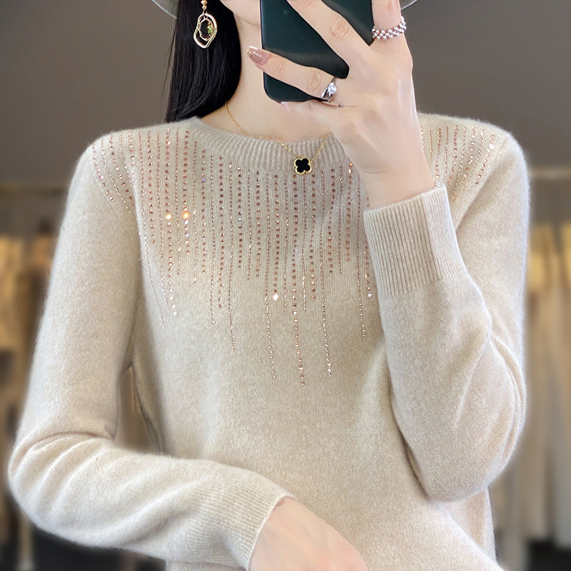 🍁  【Velikosti S–2XL】✨🌷 Eleganten in moden ženski pleten zgornji del visoke kakovosti z okroglim izrezom.