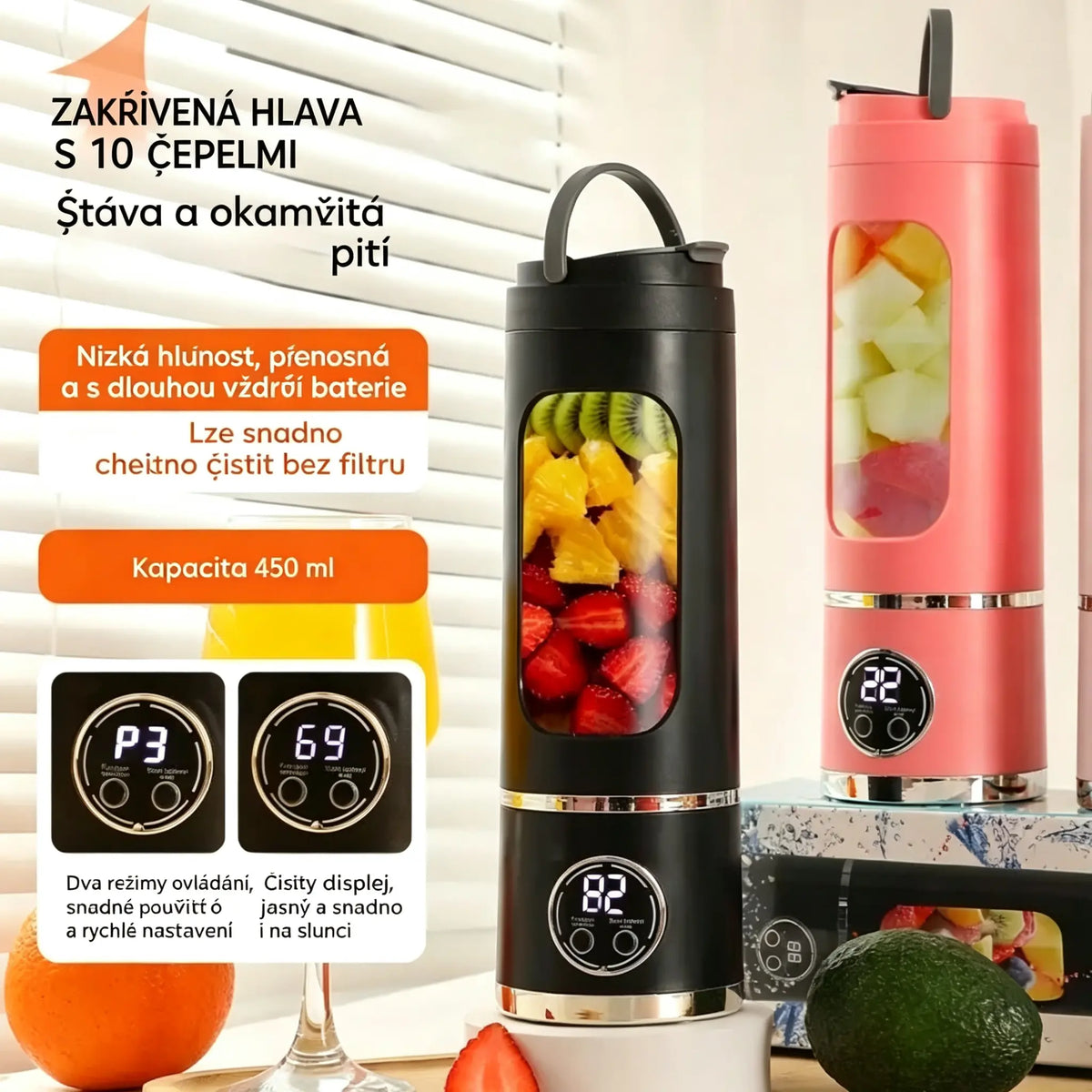 ✨🍹 Bezdrátový přenosný mixér 🔥 Bezdrátový přenosný design