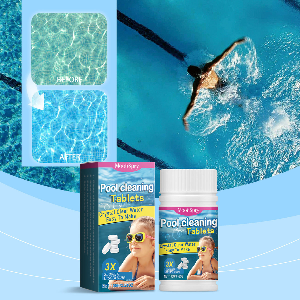 🔥Kupte 1, dostanete 1 zdarma (2 lahve)🏊‍Šumivé tablety na čištění bazénů