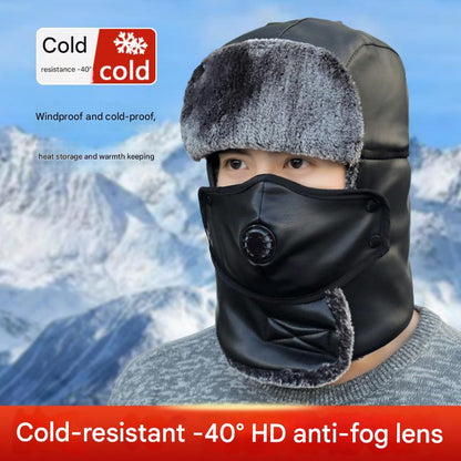 🔥🔥Unisex pogrubiona zimna czapka \ ochrona uszu i wiatroszczelna \ gogle zimowe ciepła bawełniana czapka 4202468