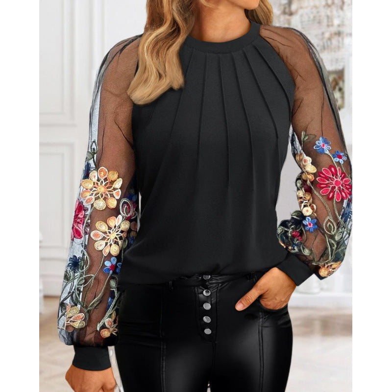 🏆【S-2XL】Camiseta de cuello redondo de manga larga de moda 4184420