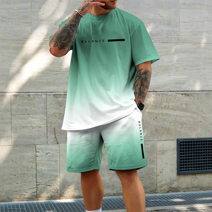 【S-4XL】Gradientní tričko + šortky – prodyšné, pohodlné, stylové 🏃 Skvělé na sport, do posilovny i na každý den! 🔥