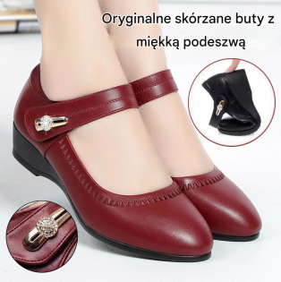 👡【35-41】Miękkie skórzane buty na obcasie z miękką podeszwą, antypoślizgowe skórzane buty dla mamy