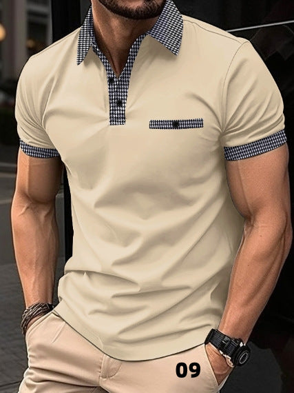 👔【S-5XL】 Ανδρικό καλοκαιρινό κουμπί κάτω από το χρώμα μπλοκ μπλοκ Polo πουκάμισο καλοκαιρινό φούτερ