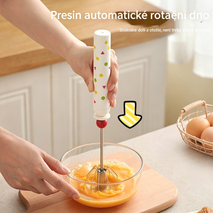 600 Kč【Dvoudílná sada】🥚 Poloautomatický odnímatelný šlehač vajec vyrobený z nerezavějící oceli 304 ✨