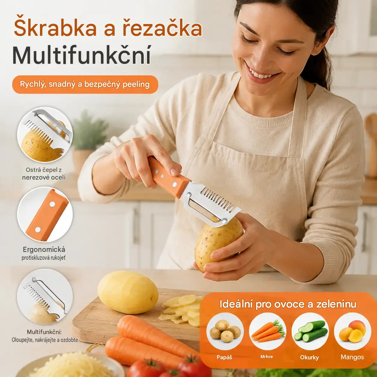 🔪💥Koupit 1 a získat 1 zdarma💥Multifunkční kráječ a škrabka z nerezové oceli🧅