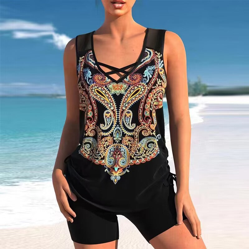 🔥【Poslední den - sleva 50 %!】【S-5XL】🩱 Módní dvoudílné rychleschnoucí plavky s potiskem – pohodlné a stylové, perfektní volba na léto 🌊🌴