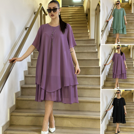 【S-5XL】 Długa elegancka i szyfonowa sukienka, wysokiej jakości design