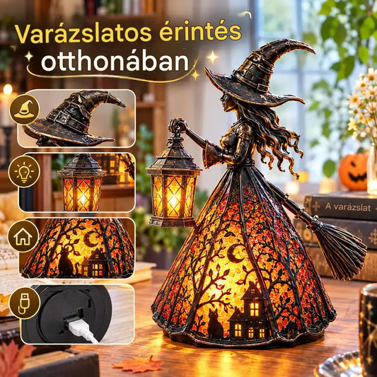 🧙‍♀️Boszorkánylámpa – kísérteties, gótikus stílusú lámpás dekoráció, egyedi asztali dísz és lábakkal ellátott éjszakai fény; tökéletes választás otthonod, verandád, irodád vagy bulik díszítésére.