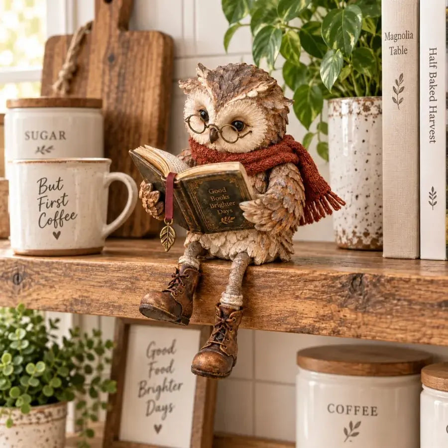 💥⏳ Sleva 50 % po omezenou dobu! 🦉 Rozkošná figurka sovy, která čte