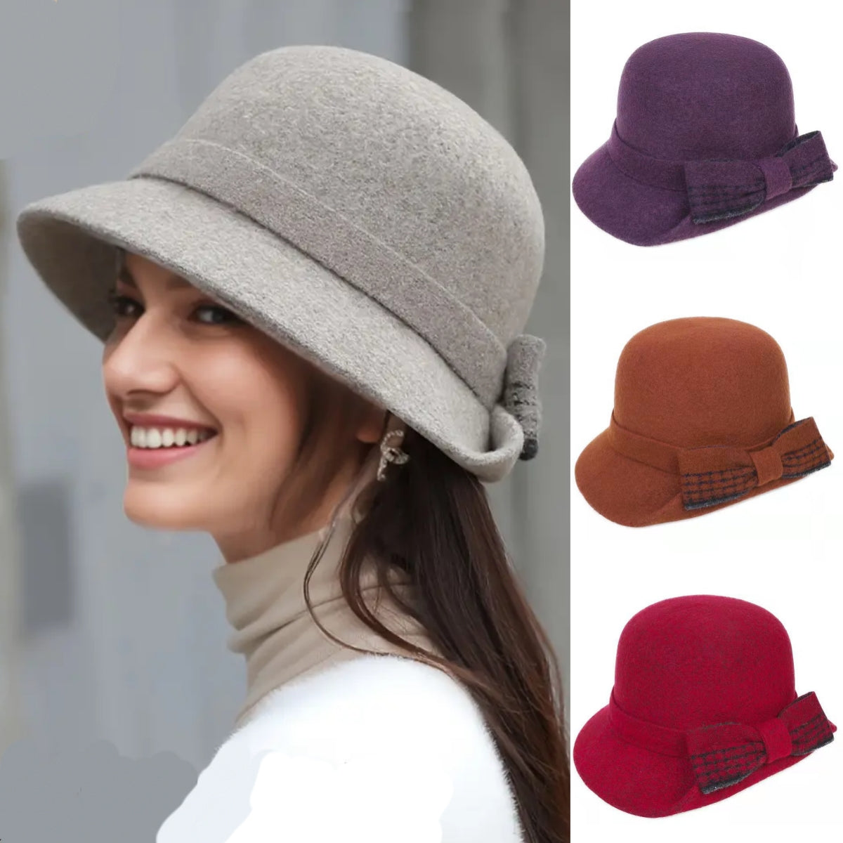 💥50%OFF💥  Jesienno-zimowy kapelusz damski z czystej wełny filcowej-3824732