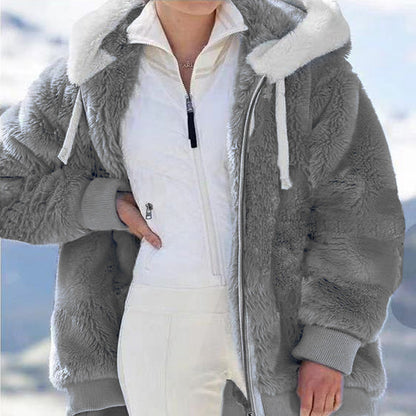 ❄️🛡️【S-5XL】Dámská silná plyšová bunda s kontrastními pruhy – model 2026