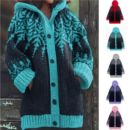 【S~5XL】❄Elegantna retro jakna s kapuco v barvi snežinke 4159902