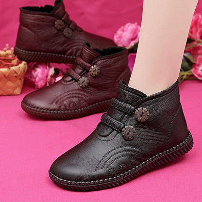 💥【35-40】Damskie buty skórzane, bawełniane, antypoślizgowe, ręcznie robione na jesień i zimę 4156538