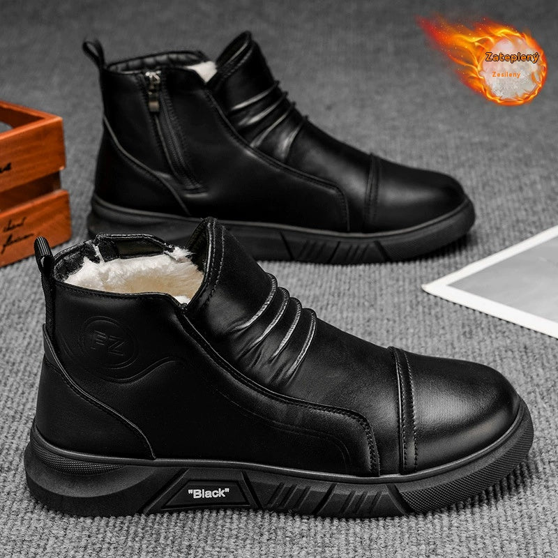 🔥🔥 [Rozmiary 39-44] Męskie buty śnieżne o średniej cholewce, skóra naturalna, podszewka z wełny 4182354