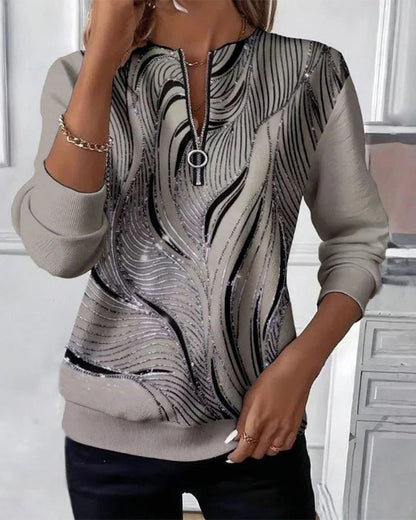 🔥【Gorący produkt!】(S-5XL)Swobodna bluza z kapturem i nadrukiem, zapinana na zamek-4215420