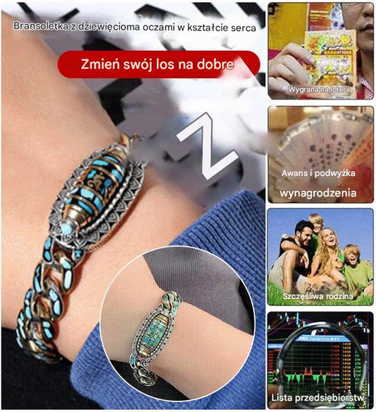 🔥Bestseller✨ Bransoletka ze srebra próby 925, styl vintage, kolor turkusowy, wykonana z koralików transferowych 4182023