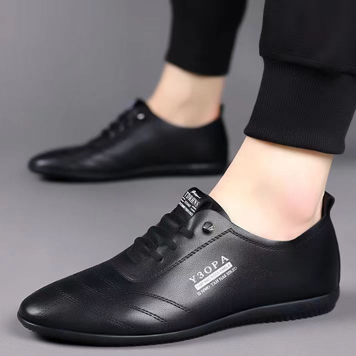 🌟【39-44】2024 nowe męskie skórzane buty z miękką podeszwą, antypoślizgowe i odporne na zużycie-3716913