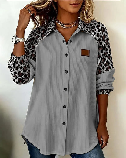 🔥💖【S-3XL】Nová jarní dámská košile s leopardím vzorem a límečkem