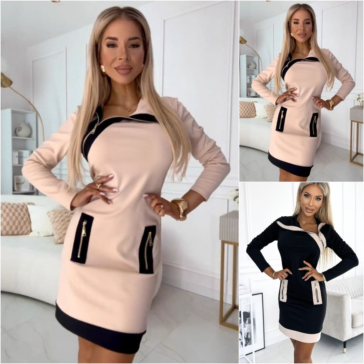 【S-3XL】Nowa, najgorętsza w sezonie bluza z kapturem z denimu w bloki kolorów 4158846