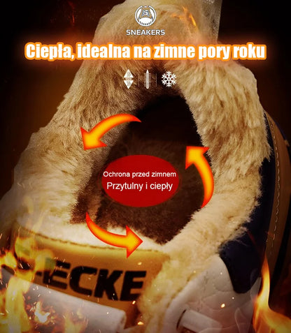 【39-44】Nowe męskie buty sportowe na zimę, wysokiej jakości skóra naturalna i aksamit, aby utrzymać ciepło