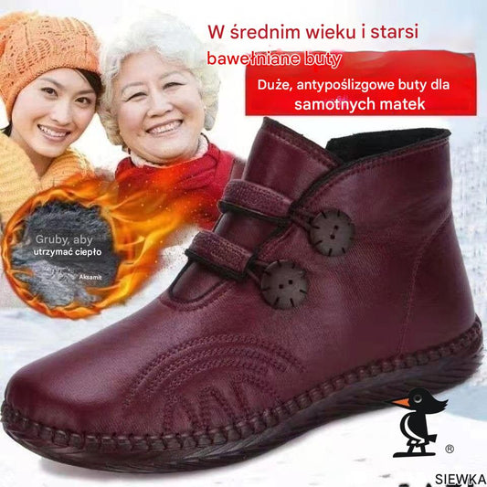 【35-40】Damskie skórzane, bawełniane, antypoślizgowe, ręcznie robione buty na jesień i zimę 4130270