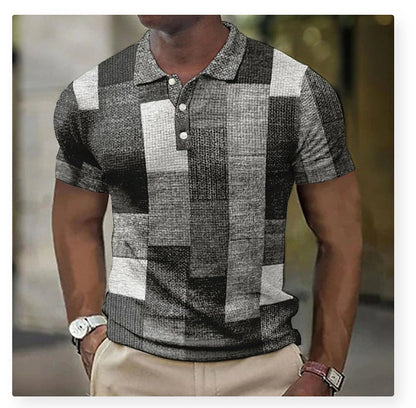 💥👕【S-5XL】2026 Νέα ανδρική μπλούζα πόλο με κοντό μανίκι σε χρωματικό μπλοκ
