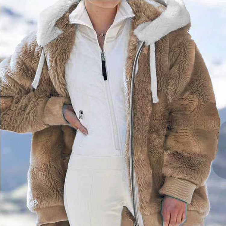 ❄️🛡️【S-5XL】Dámská silná plyšová bunda s kontrastními pruhy – model 2026