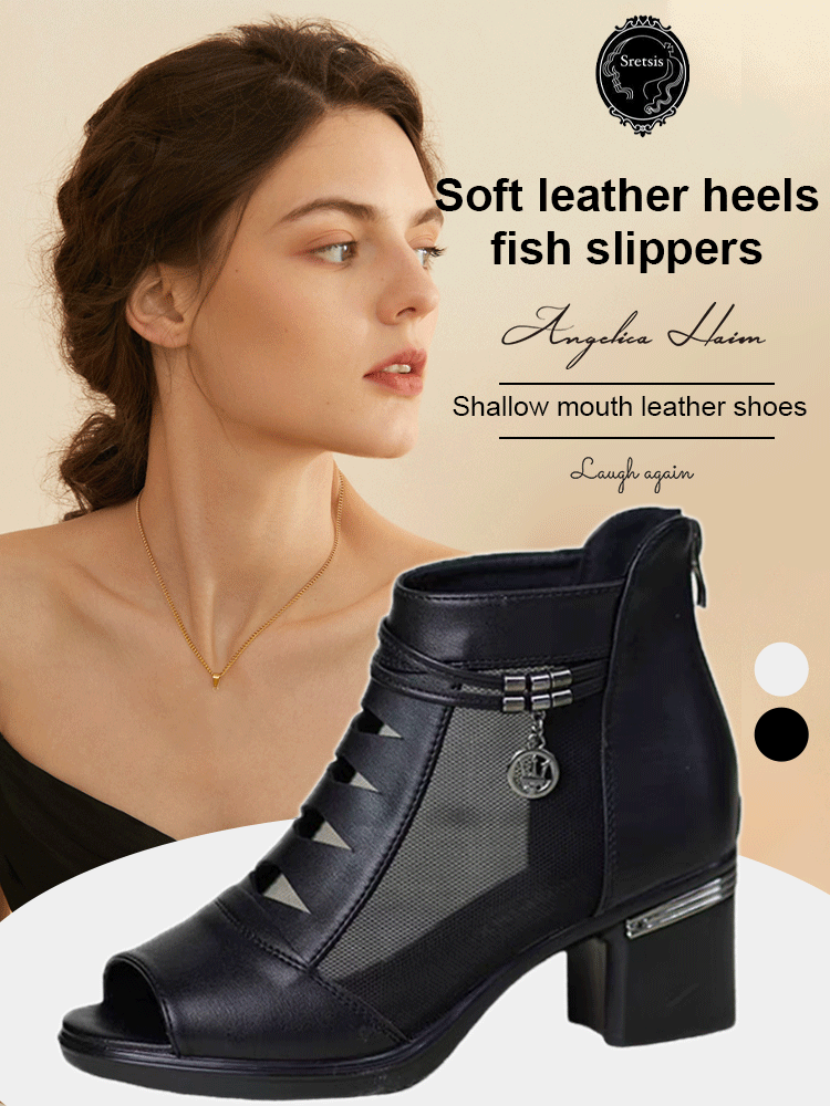 【35-40】✨Sandały z miękkiej skóry w jodełkę, na średnim obcasie👡-3713787