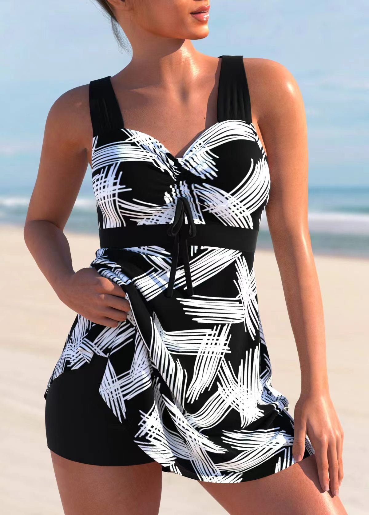 🩱🏖️【50% kedvezmény 😍】【S-4XL】🌴 2026 új, nagy méretű női mintás fürdőruha, gyorsan száradó és légáteresztő