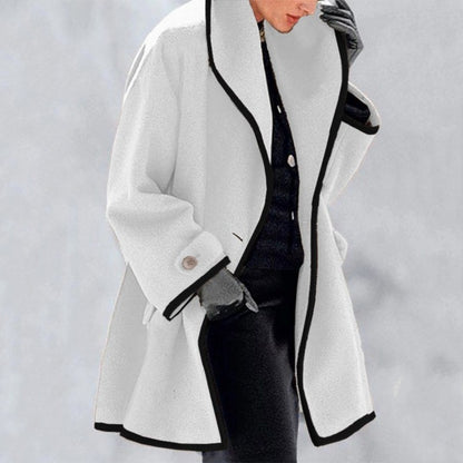 ❄️🥰[S-5XL] Nový podzimní a zimní vícebarevný volný vlněný kabát s kulatým výstřihem a kapucí