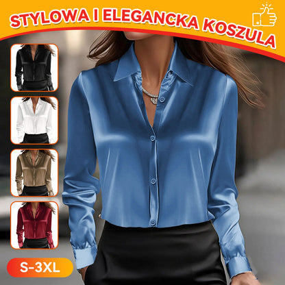 🔥【S-3XL】Stylowa i elegancka koszula z długim rękawem i kołnierzykiem w jednolitym kolorze dla kobiet-4181235