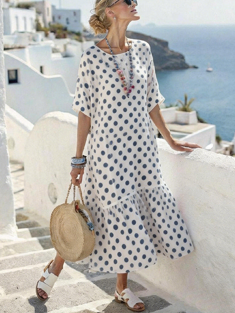 【S-3XL】🌺Γυναικείο Casual Φόρεμα με Κοντό Μανίκι και Σχέδιο, Πουλόβερ👗