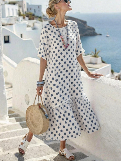 【S-3XL】🌺Γυναικείο Casual Φόρεμα με Κοντό Μανίκι και Σχέδιο, Πουλόβερ👗