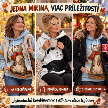 ✨Poslední den – sleva 50 %【S-6XL】Kočičí tričko s dlouhým rukávem – volný střih, pohodlné a hřejivé 🐱 Perfektní na podzim a zimu, samostatně nebo pod svetr!
