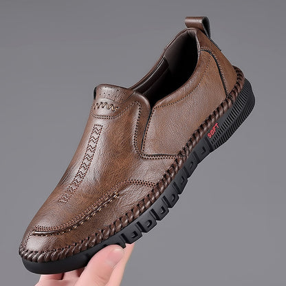 👞【39-44】Nowe męskie skórzane buty casualowe z miękką podeszwą - antypoślizgowe - oddychające-3977383