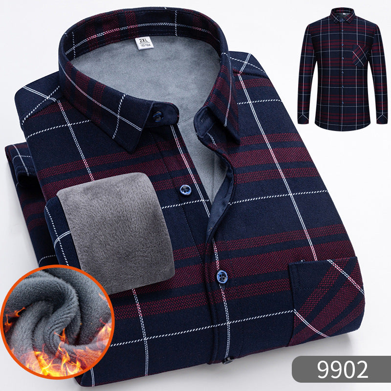 🔥【Poloviční cena】1 kus: 690 Kč 👔【L-5XL】Teplá společenská košile s dlouhým rukávem