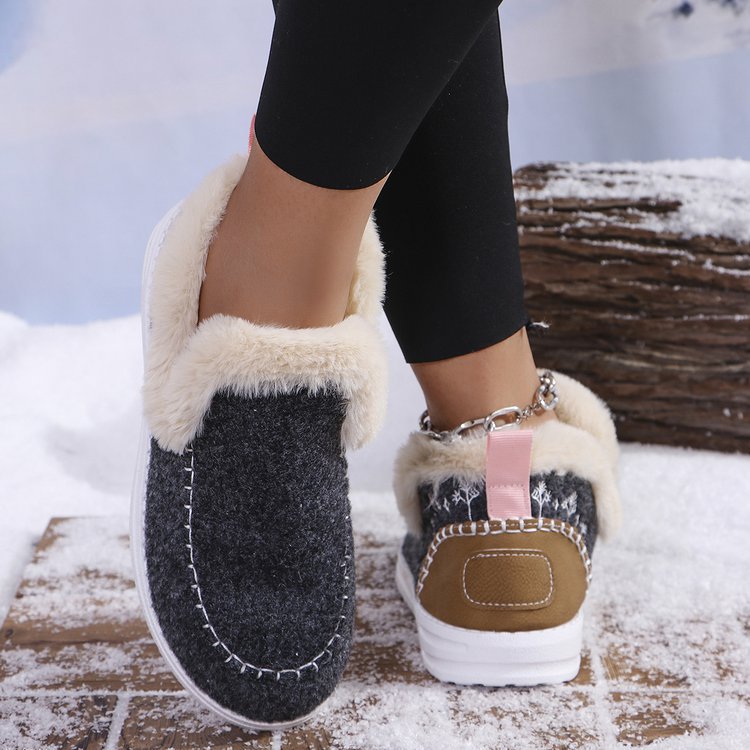 👞【36-43】2024 Jesienno-zimowe nowe damskie krótkie buty i śniegowce z podszewką pluszową-3796922