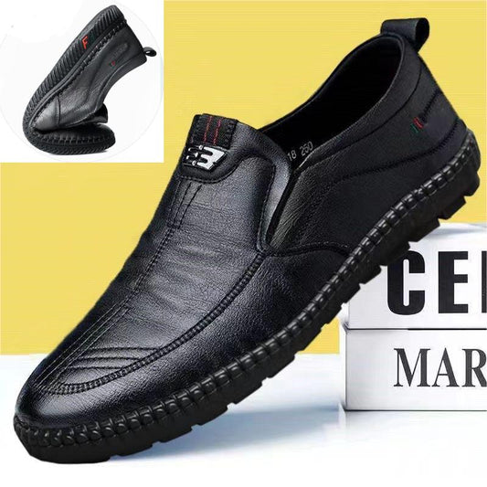 [Tallas 39-44] Zapatos casuales de piel auténtica para hombres de mediana edad y mayores 4231088