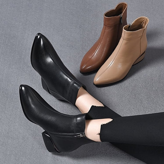 🔥【35-41】Nove kožne gležnjače na srednju petu s patentnim zatvaračem sa strane-4177422